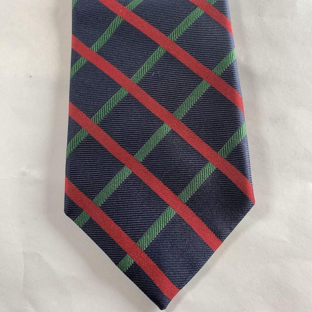 Robert Jensen Red Blue Green Silk Neck Tie Made In Italy Hand Sewn Diamond